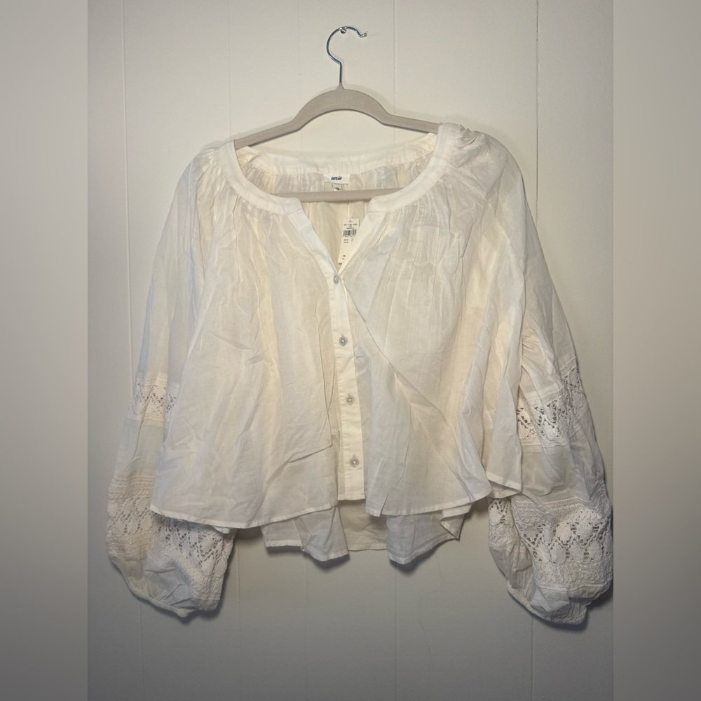 Aerie NWT crocheted white blouse size M - Picture 4 of 8